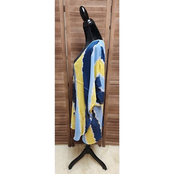 Jessica Simpson Smooth Sailing V-Neck Swimsuit blue/yellow Size Large L Cover-Up - Picture 5 of 7
